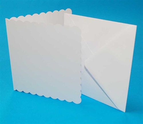  Kort og kuverter Scalloped 50 stk Hvid 12,7x12,7cm